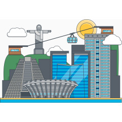 几何城市建筑剪影