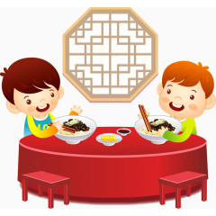 卡通小伙伴吃饭