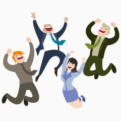 跳起来欢呼的卡通人