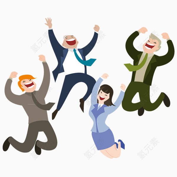 跳起来欢呼的卡通人