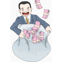 数钱卡通男人