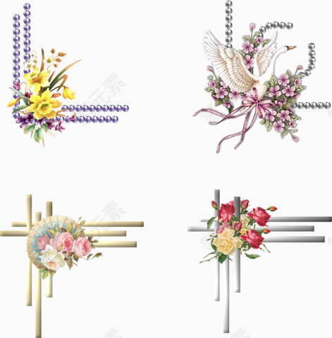 花朵装饰的边角元素合集