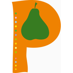 卡通水果字母图标P