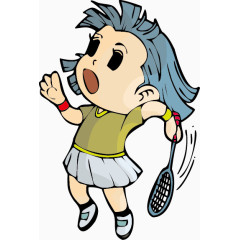 矢量图萌妹子打羽毛球