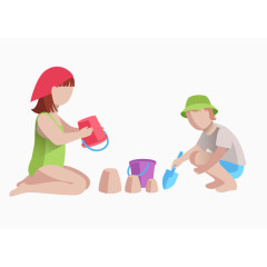 小清新度假旅游扁平化人物 
