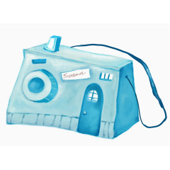 清新手绘相机房子插画