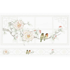 一对小鸟在花枝上