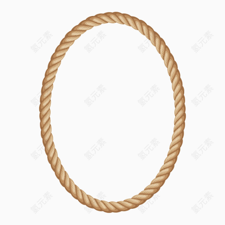麻绳绳子椭圆边框卡通装饰