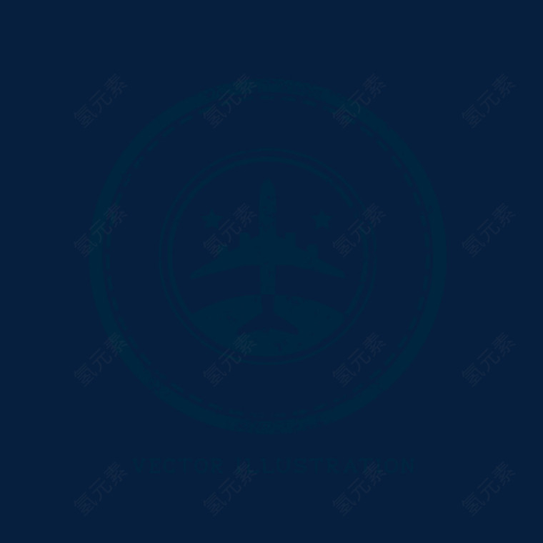 印章飞机图标矢量素材