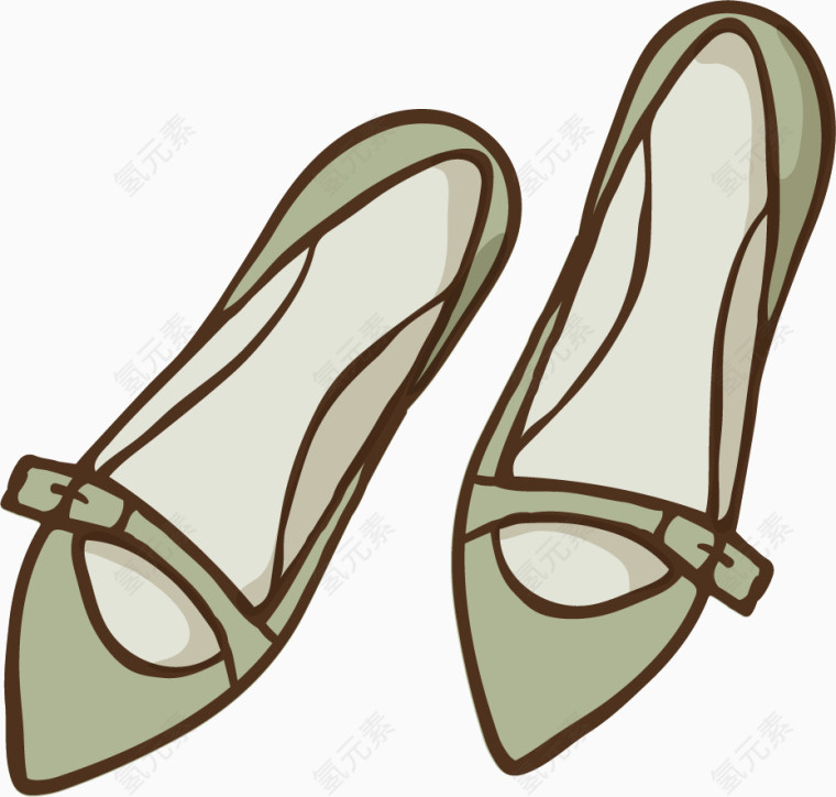 卡通手绘平底尖头鞋 