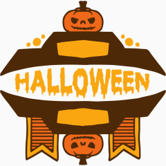 卡通手绘万圣节南瓜标签 