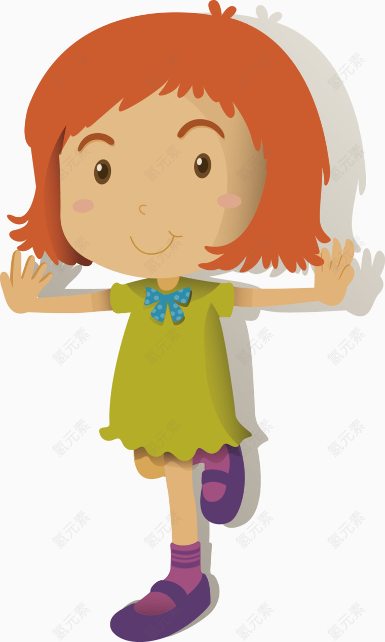 张开手的小女孩矢量图