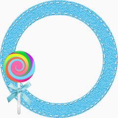 蓝色圆形棒棒糖边框