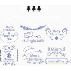 蓝色边框圣诞节标签