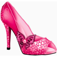 红色蝴蝶高跟鞋