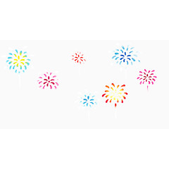 卡通手绘彩色烟花合集