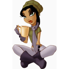 手绘卡通欧美美女素材