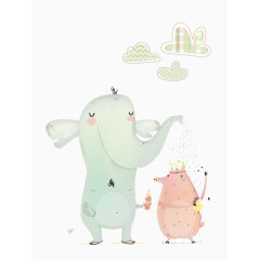 用大象的鼻子洗澡