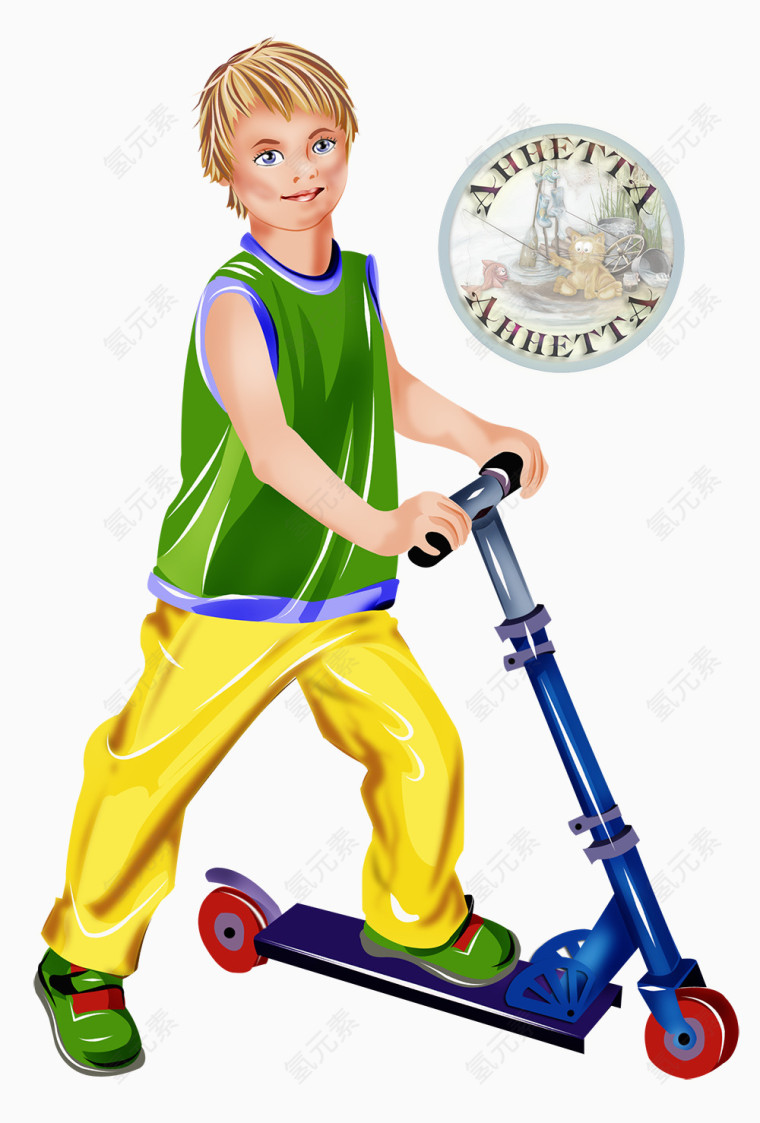 卡通手绘人物儿童男孩运动