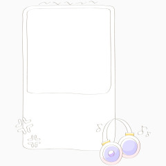 卡通手绘音乐耳机边框