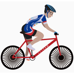 手绘卡通骑自行车的人