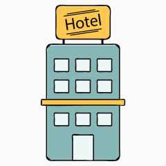 手绘卡通旅行酒店