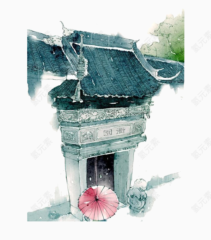 中国古风书院大门