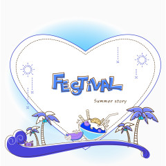 海边度假爱心形状标签