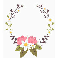 卡通手绘花环绿叶文字框