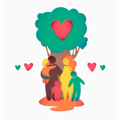 创意家庭手绘人物剪影