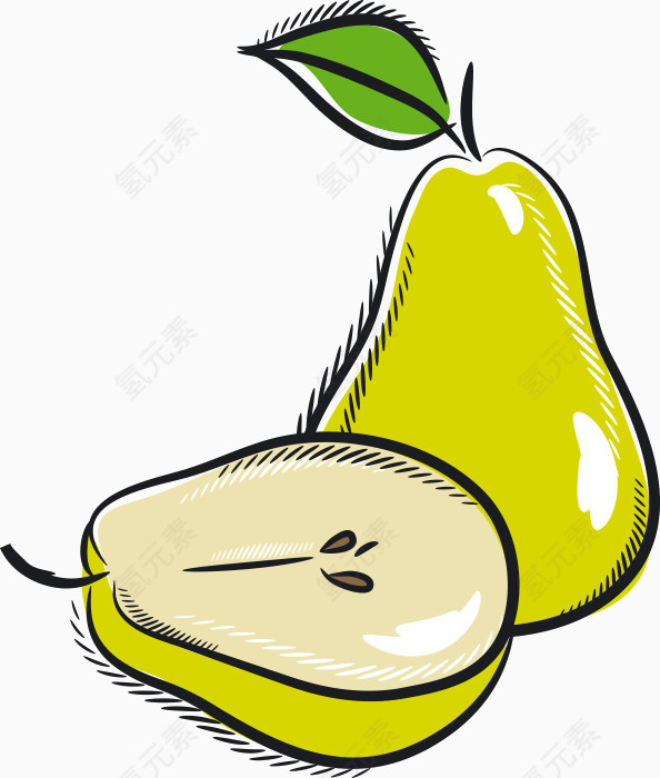 卡通蔬菜鸭梨素材