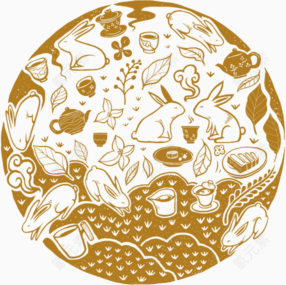 中秋节圆月兔