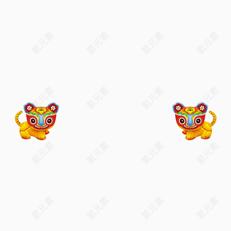 一对福气狮子布偶