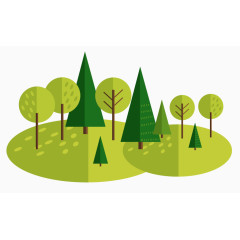 卡通风景树木草地装饰