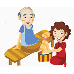 为父洗脚插画