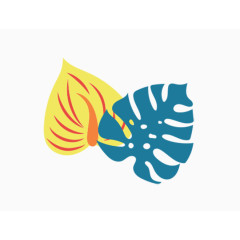 卡通热带植物叶子