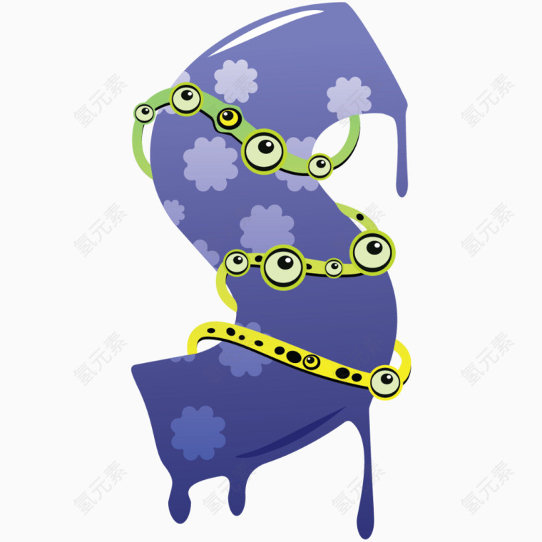 卡通手绘怪物字母s 