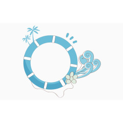 卡通夏日椰子树海边度假手绘