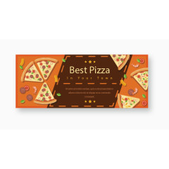 矢量手绘披萨促销标签