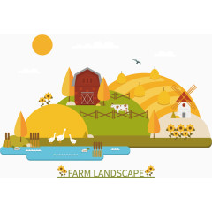 矢量秋季农场风景