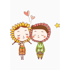 创意卡通人物造型高清扁平风格爱心