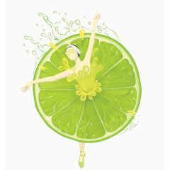 舞蹈舞姿女孩裙子青柠檬果汁