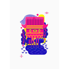 楼阁建筑插画