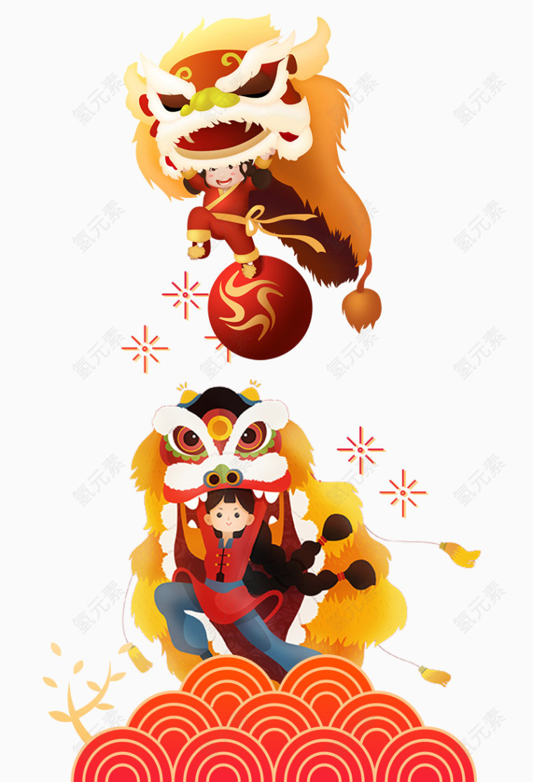 过年舞狮子热闹