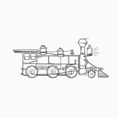 手绘 火车 线条 轨道