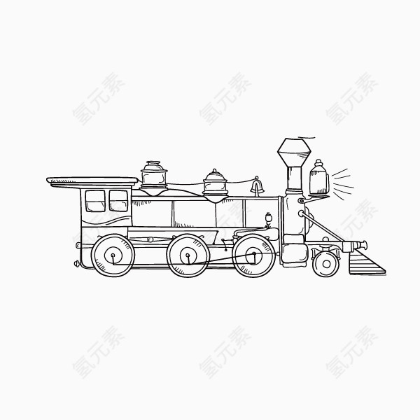 手绘 火车 线条 轨道