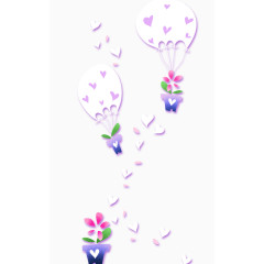 紫色清新花盆气球漂浮素材