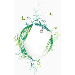 绿色炫酷花纹背景的挂牌标签