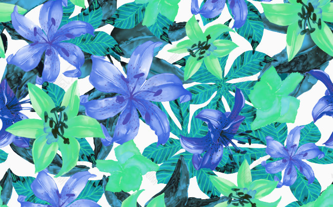 蓝色百合花唯美背景素材