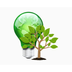 绿色环保灯泡和小树